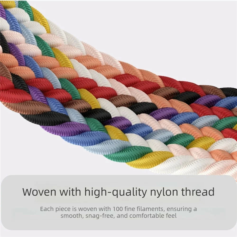 Braided Nylon Strap For Huawei Watch Fit 5 / Fit 5 Pro / Fit 4 / Fit 4 Pro /  Fit 3 , Magnetic Buckle Woven Loop Replacement Wristband - Official Rainbow - 4