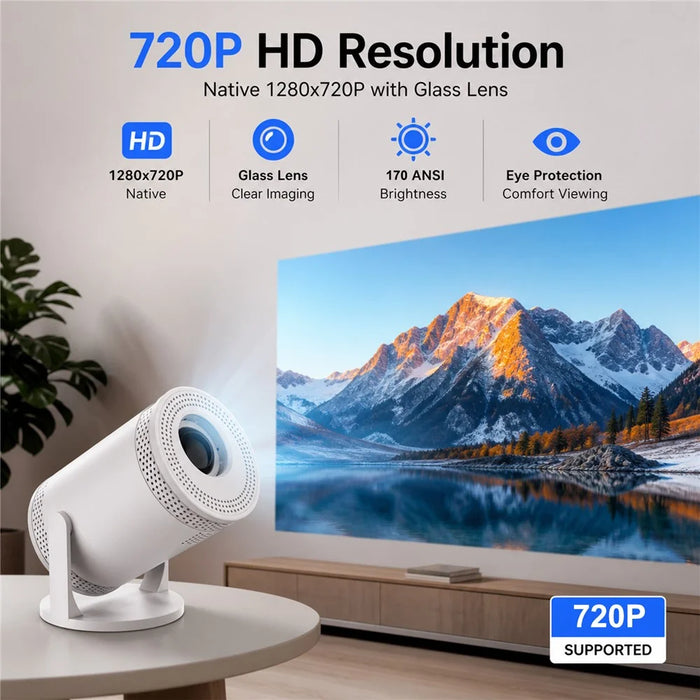 IMC300 Android 14 Mini Projector 720P 170 ANSI Bluetooth-compatible 5.2 WiFi 6 Portable Home Theater, 1+8GB - EU Plug - 2