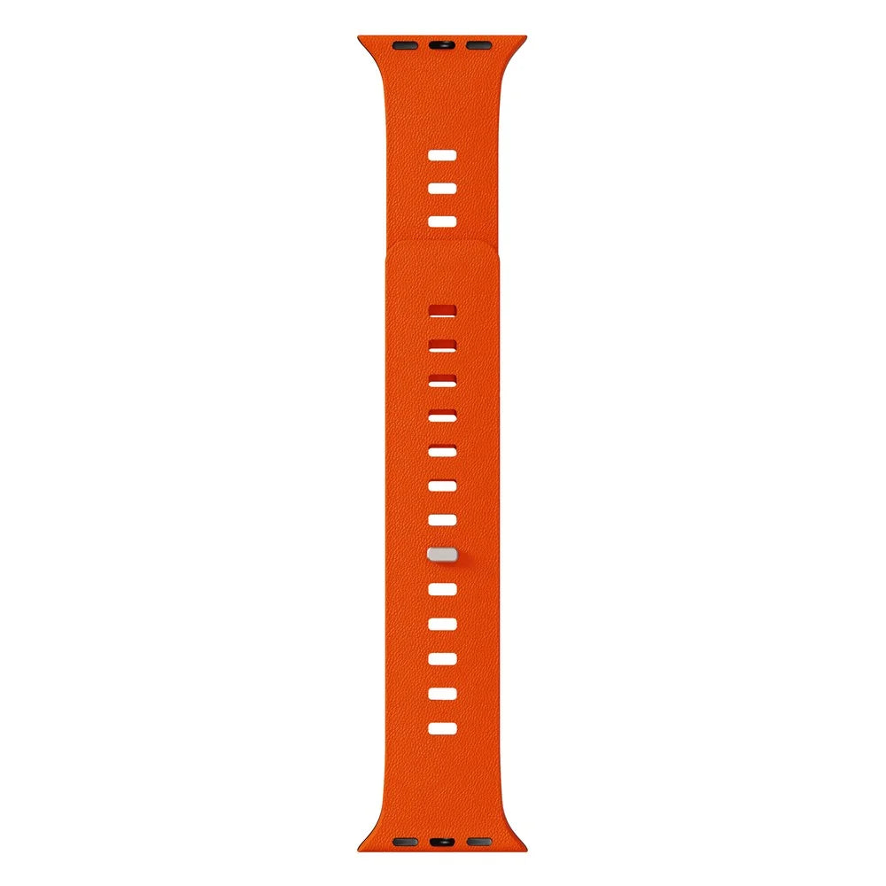 Replacement Wristband for Apple Watch Ultra 3 2 1 49mm  /  Series 11 10 46mm  /  9 8 7 45mm  /  SE3 SE2 SE 6 5 4 44mm  /  3 2 1 42mm Textured Silicone Magnetic Strap - Orange+Black - 7