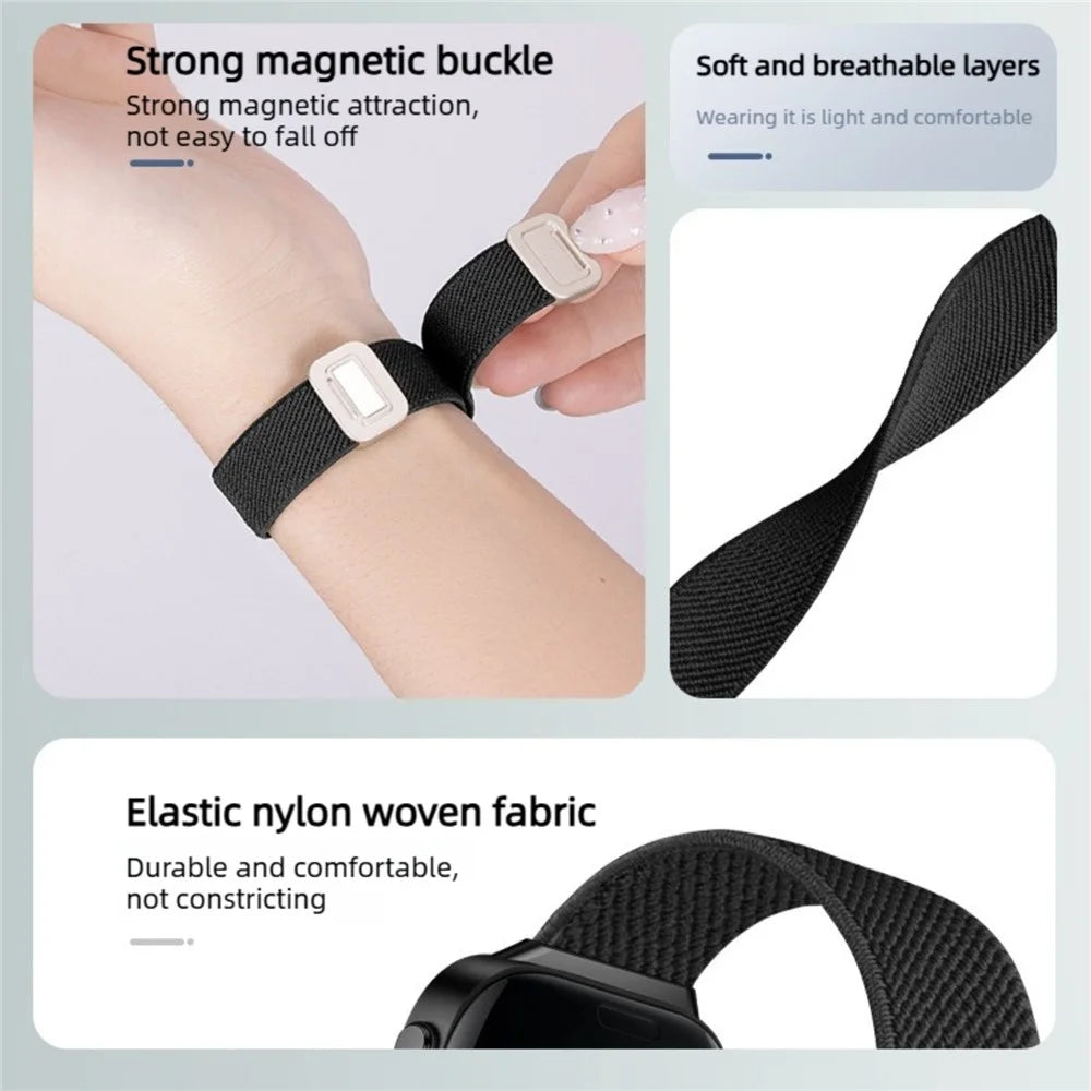 Elastic Nylon Strap for Huawei Watch Fit 5  /  5 Pro  /  4  /  4 Pro  /  3 Dual Magnetic Buckle Woven Band - Olive Green - 2