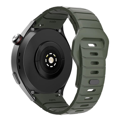 For Huawei Watch 4 Pro Adjustable Strap Armor Reverse T-Buckle Silicone Watch Band - Green - 1