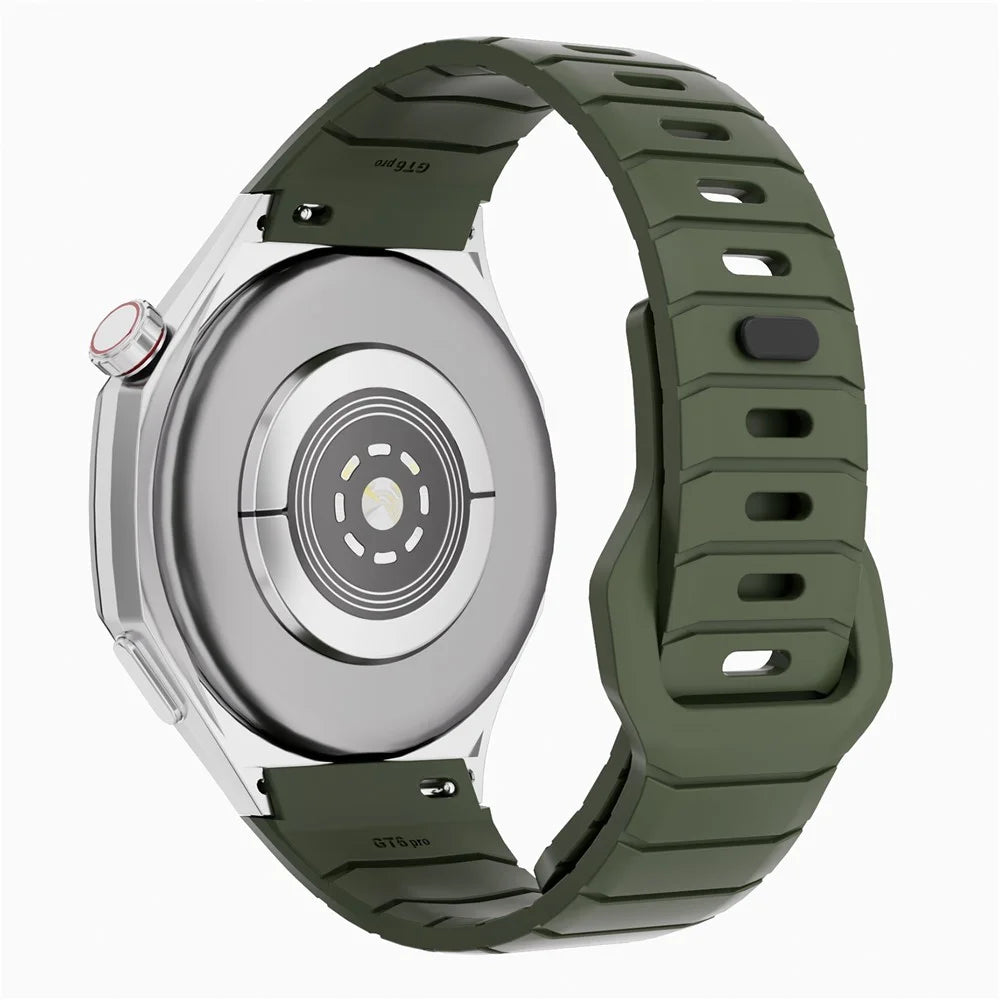 For Huawei Watch GT 6 Pro 46mm Adjustable Strap Armor Reverse T-Buckle Silicone Watch Band - Green - 1