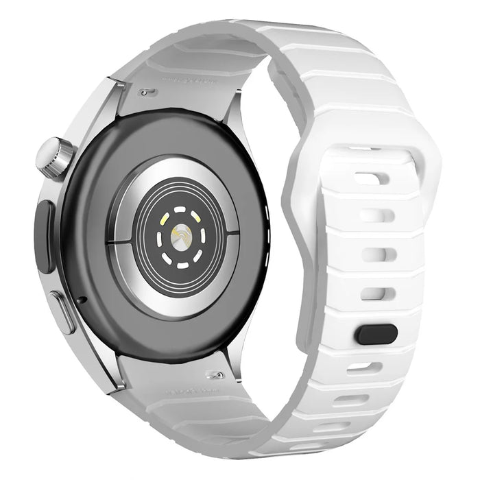 For Huawei Watch 5 46mm Adjustable Strap Armor Reverse T-Buckle Silicone Watch Band - White - 1