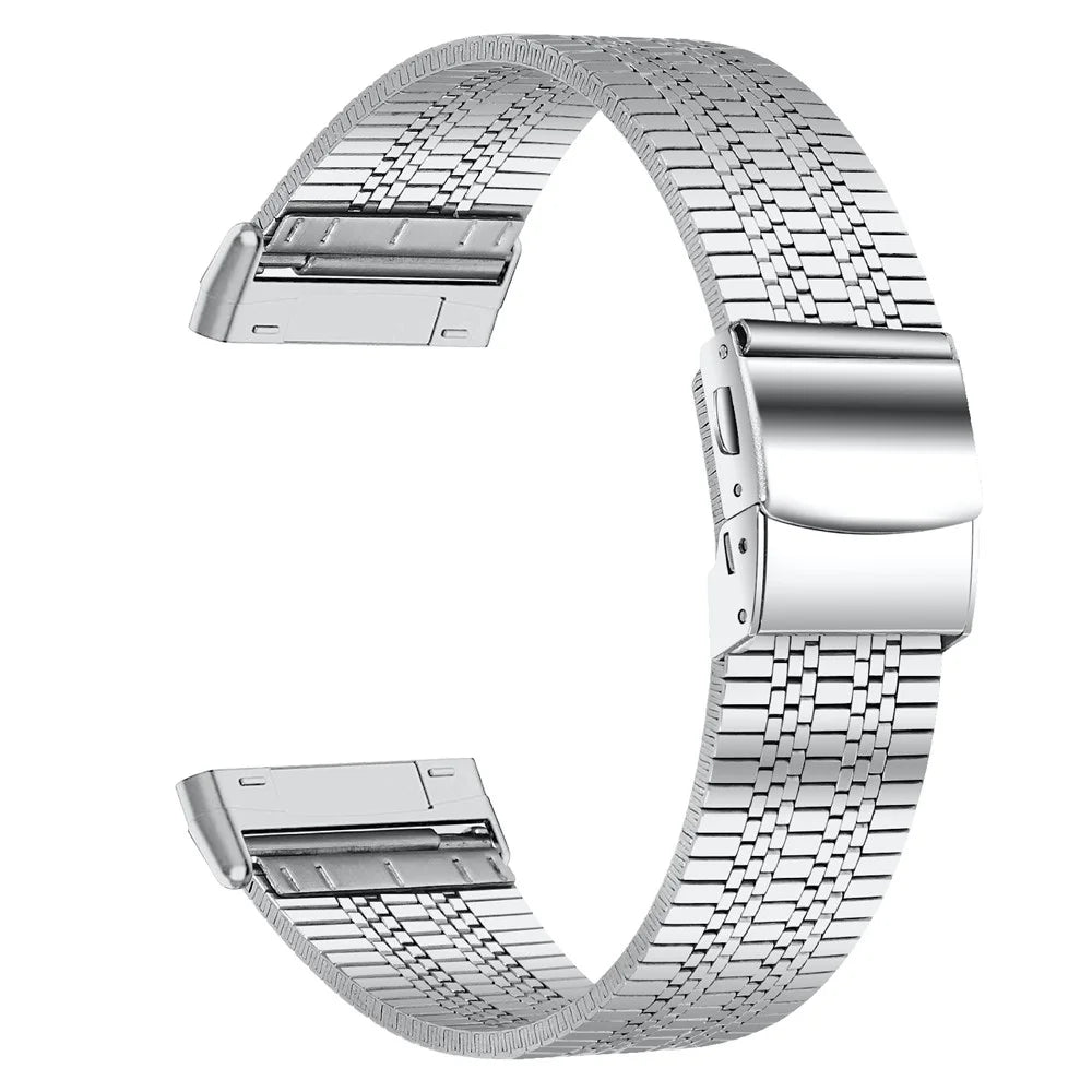 Fine Quality Stainless Steel Smart Watch Band Replacement 5 Beads Watch Strap for Fitbit Versa 3/Sense - Silver - 1