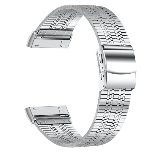 Fine Quality Stainless Steel Smart Watch Band Replacement 5 Beads Watch Strap for Fitbit Versa 3/Sense - Silver - 1