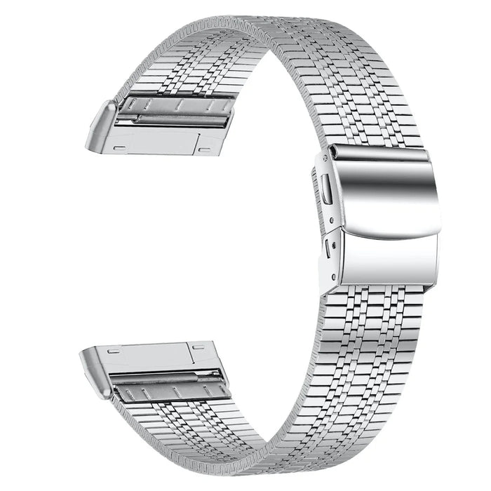 Fine Quality Stainless Steel Smart Watch Band Replacement 5 Beads Watch Strap for Fitbit Versa 3/Sense - Silver - 1