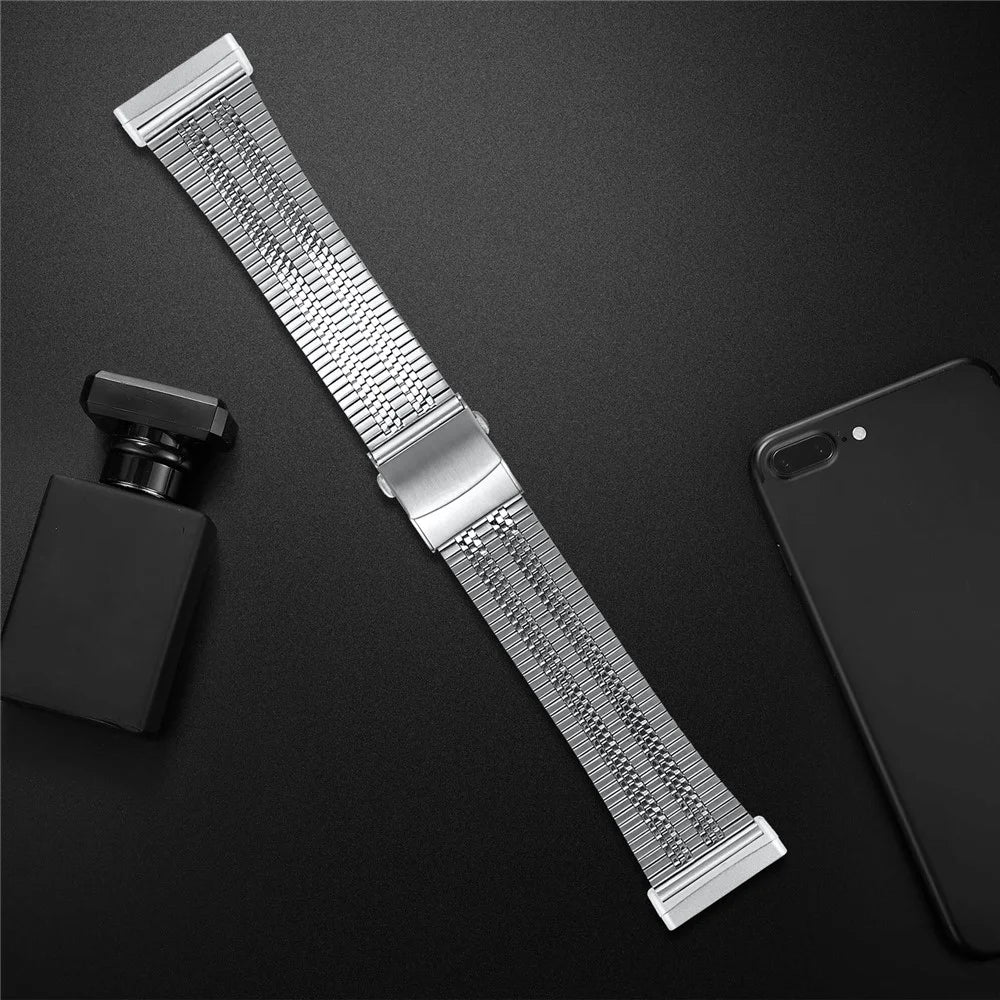 Fine Quality Stainless Steel Smart Watch Band Replacement 5 Beads Watch Strap for Fitbit Versa 3/Sense - Silver - 3