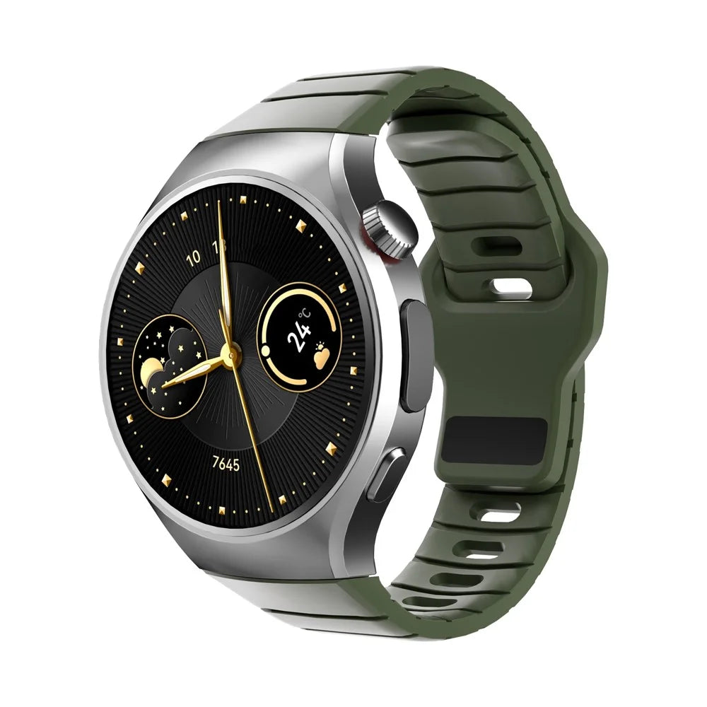 For Huawei Watch 5 42mm Adjustable Strap Armor Reverse T-Buckle Silicone Watch Band - Green - 2