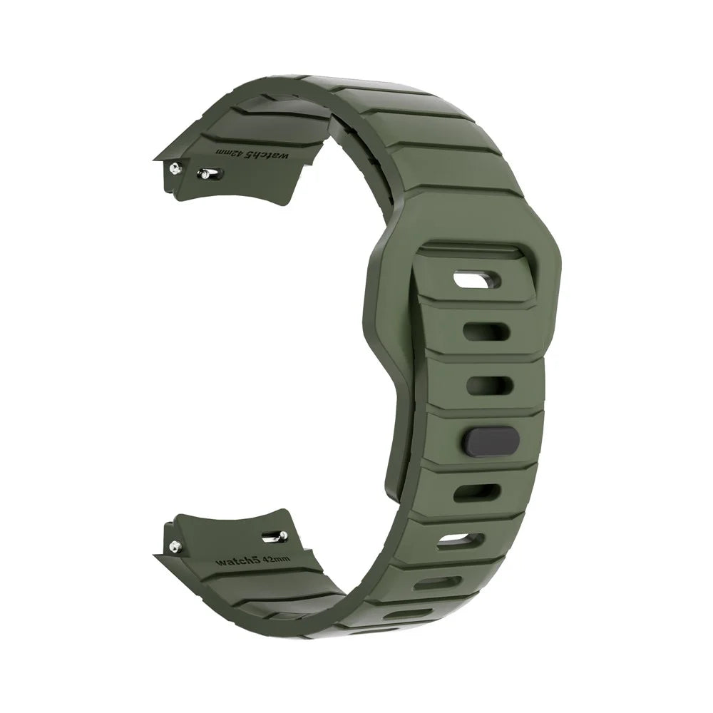 For Huawei Watch 5 42mm Adjustable Strap Armor Reverse T-Buckle Silicone Watch Band - Green - 3