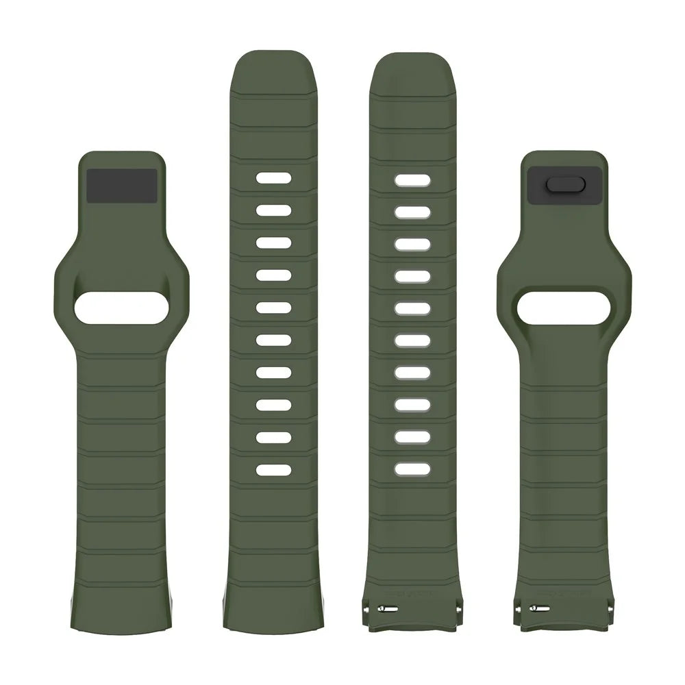 For Huawei Watch 5 42mm Adjustable Strap Armor Reverse T-Buckle Silicone Watch Band - Green - 5