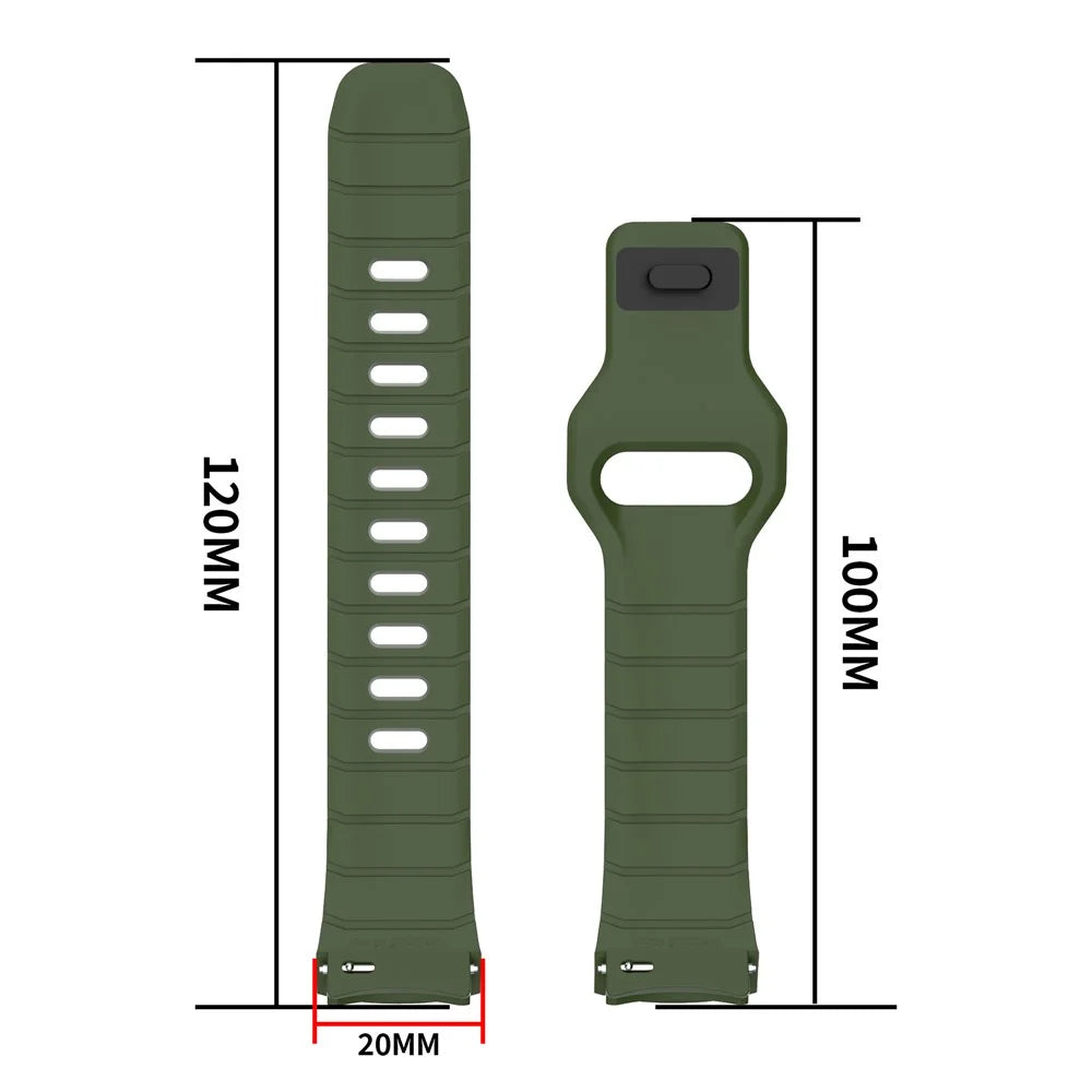 For Huawei Watch 5 42mm Adjustable Strap Armor Reverse T-Buckle Silicone Watch Band - Green - 6