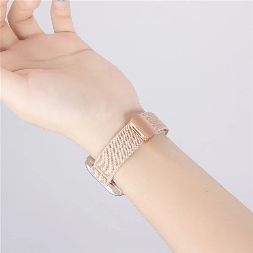 Woven Nylon Band for Apple Watch Series 11 10 42mm  /  9 8 7 41mm  /  SE3 SE2 SE 6 5 4 40mm  /  3 2 1 38mm Magnetic Slim Elastic Strap - Olive Green - 6