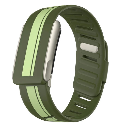 Silicone Strap for WHOOP 5.0 / LIFE / 5.0 LIFE MG / 5.0 Peak / 5.0 One Color-block Stripe Sport Wristband - Green + Lime / Titanium Case - 1