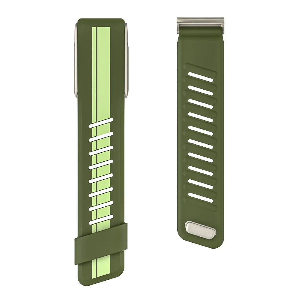 Silicone Strap for WHOOP 5.0 / LIFE / 5.0 LIFE MG / 5.0 Peak / 5.0 One Color-block Stripe Sport Wristband - Green + Lime / Titanium Case - 3