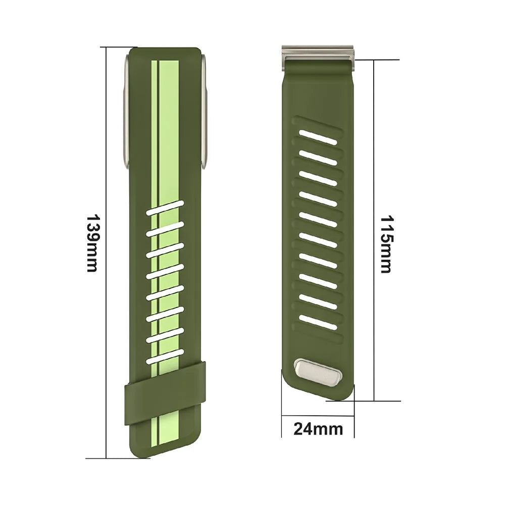 Silicone Strap for WHOOP 5.0 / LIFE / 5.0 LIFE MG / 5.0 Peak / 5.0 One Color-block Stripe Sport Wristband - Green + Lime / Titanium Case - 5