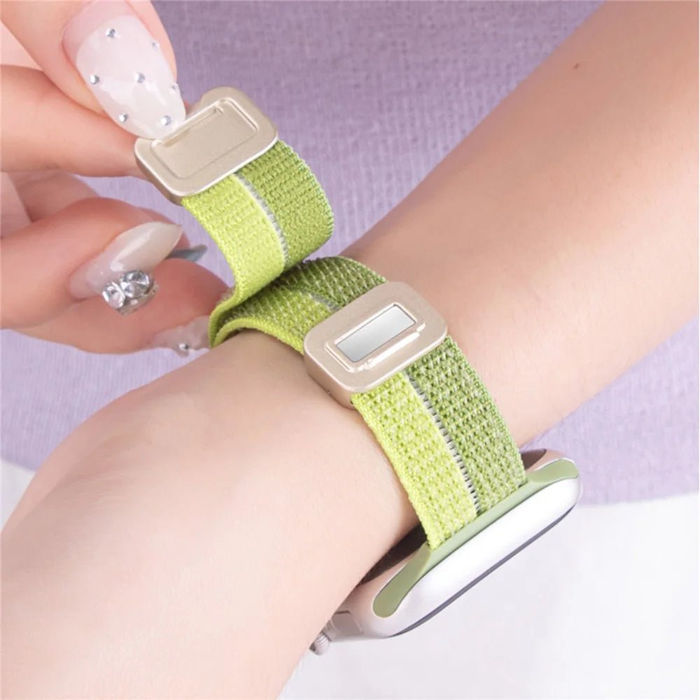 Strap for Apple Watch Series 11 10 42mm  /  9 8 7 41mm  /  SE3 SE2 SE 6 5 4 40mm  /  3 2 1 38mm Woven Nylon Loop Band with Double Magnetic Clasp - Rainbow - 3
