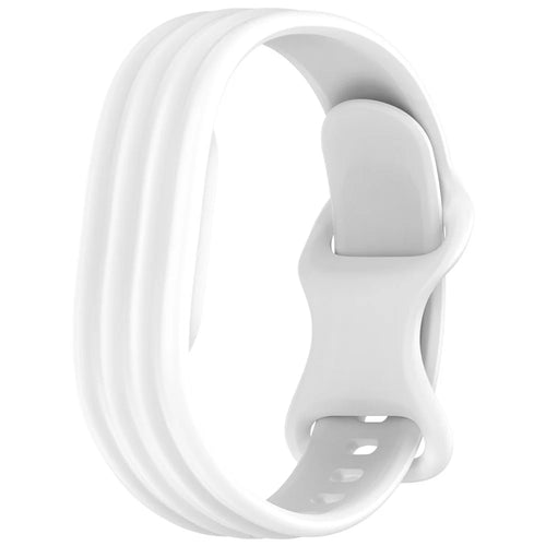 For Google Fitbit Air Striped Solid Color TPU Watch Strap Replacement Wristband with Butterfly Buckle - White - 1