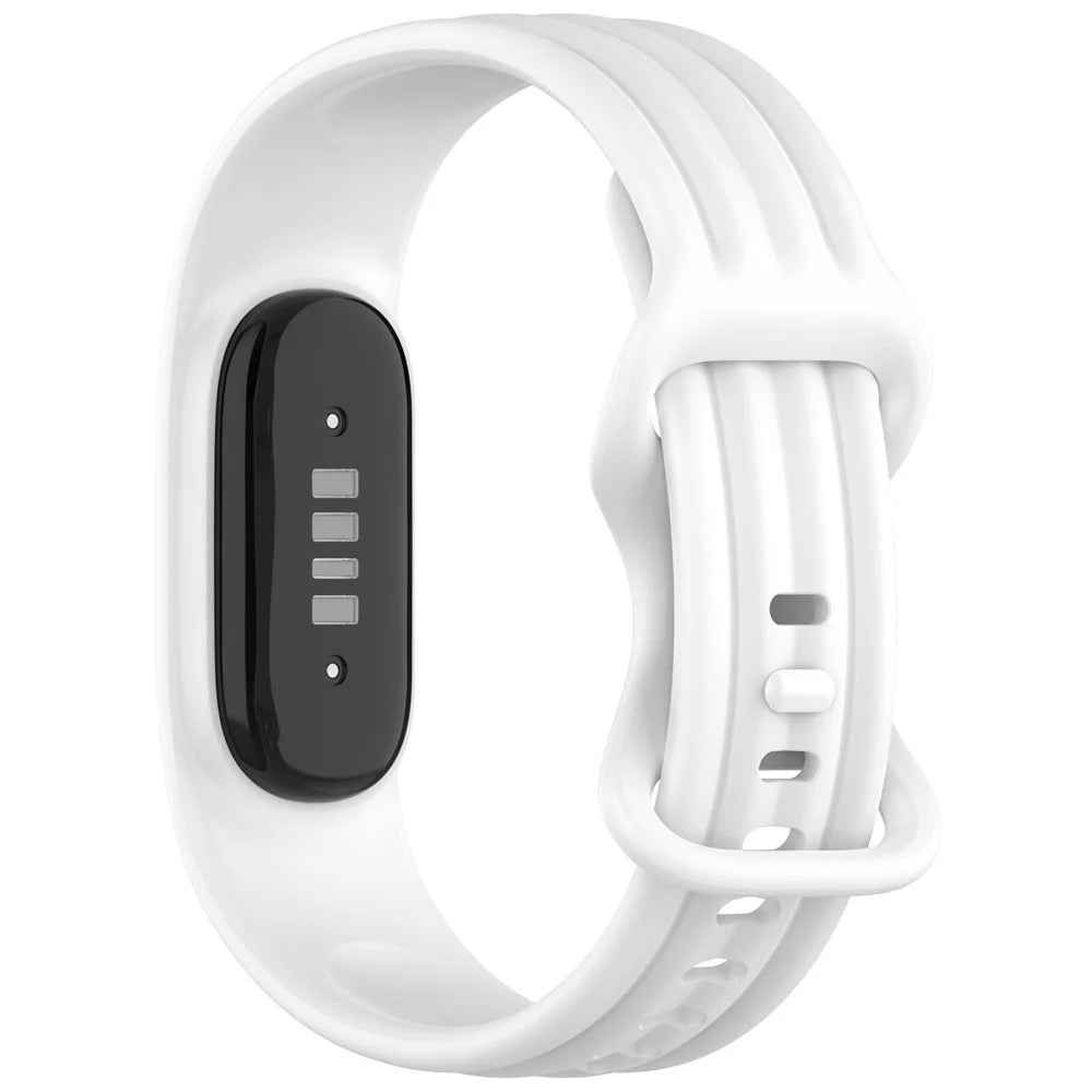 For Google Fitbit Air Striped Solid Color TPU Watch Strap Replacement Wristband with Butterfly Buckle - White - 2