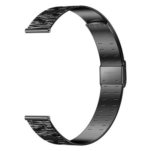 For Huawei Band 11 / 11 Pro Crushed Grain Texture Stainless Steel Replacement Wristband with Magnetic Buckle - Light Ink - 1