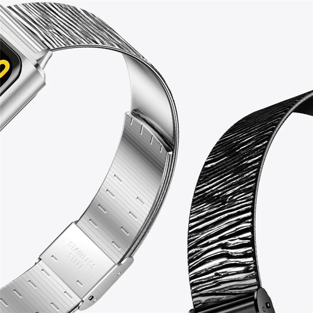 For Huawei Band 11 / 11 Pro Crushed Grain Texture Stainless Steel Replacement Wristband with Magnetic Buckle - Light Ink - 6