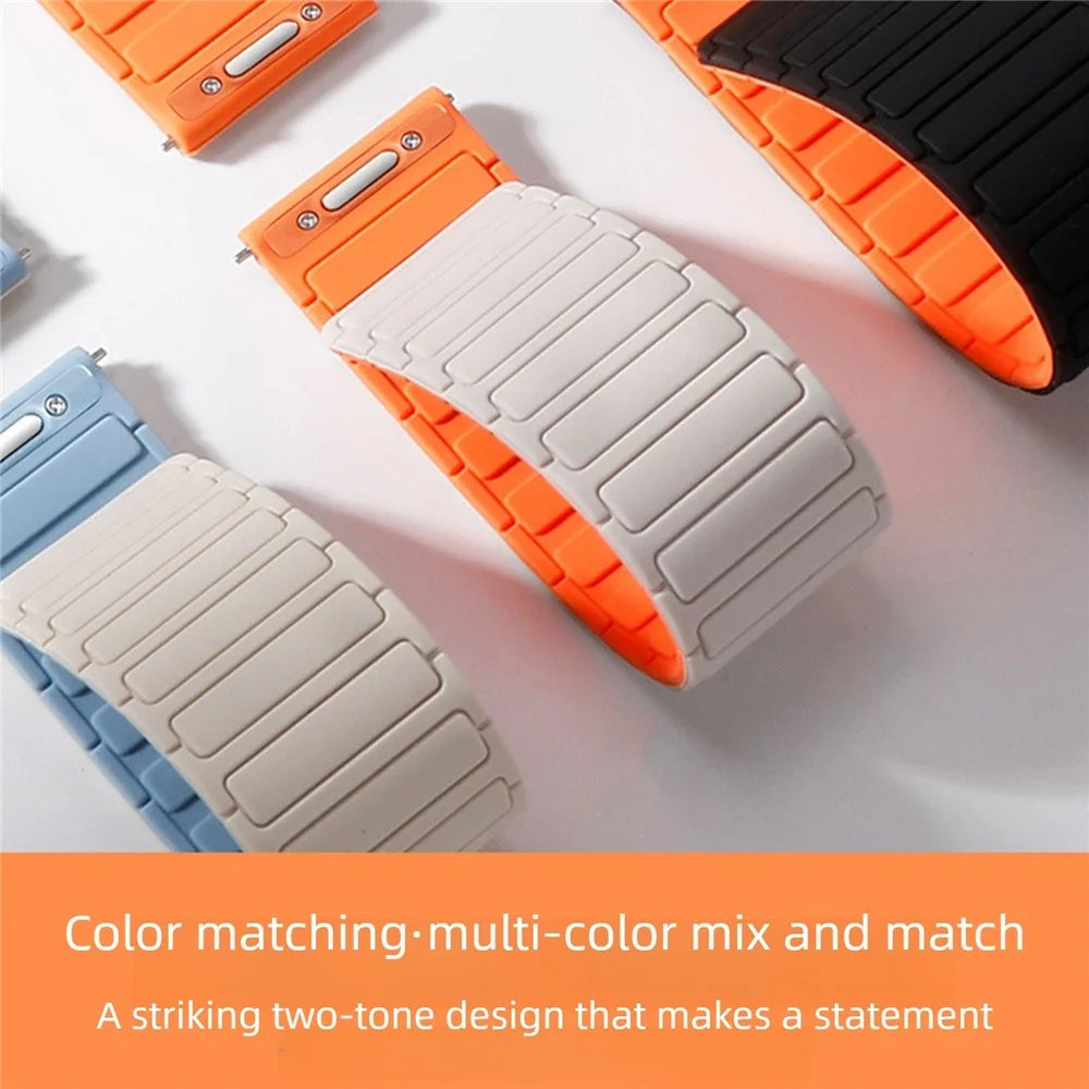 18mm Silicone Strap for Huawei Watch GT 6 41mm / GT 5 41mm / GT 5 Pro 42mm Two-Tone Magnetic Quick Release Replacement Band - Sand Pink+Mist Blue - 4