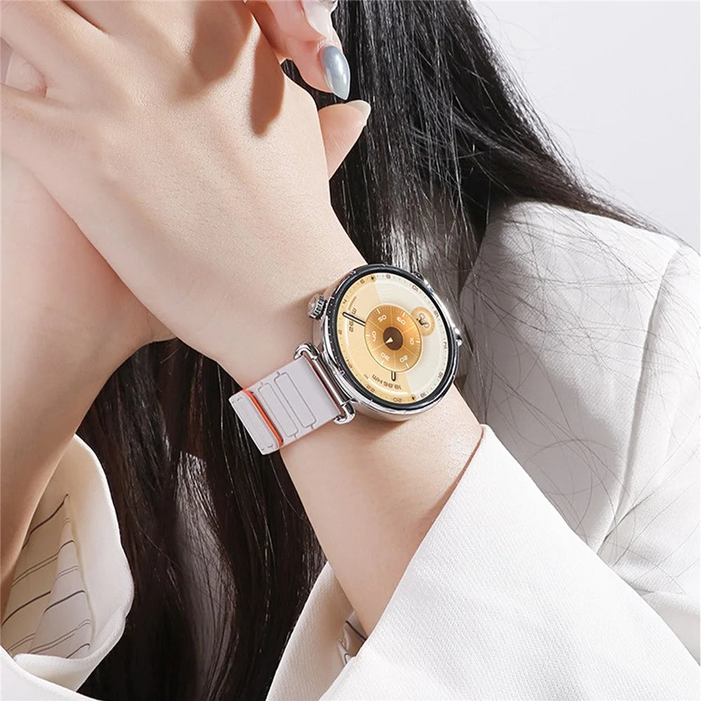 18mm Silicone Strap for Huawei Watch GT 6 41mm / GT 5 41mm / GT 5 Pro 42mm Two-Tone Magnetic Quick Release Replacement Band - Sand Pink+Mist Blue - 7
