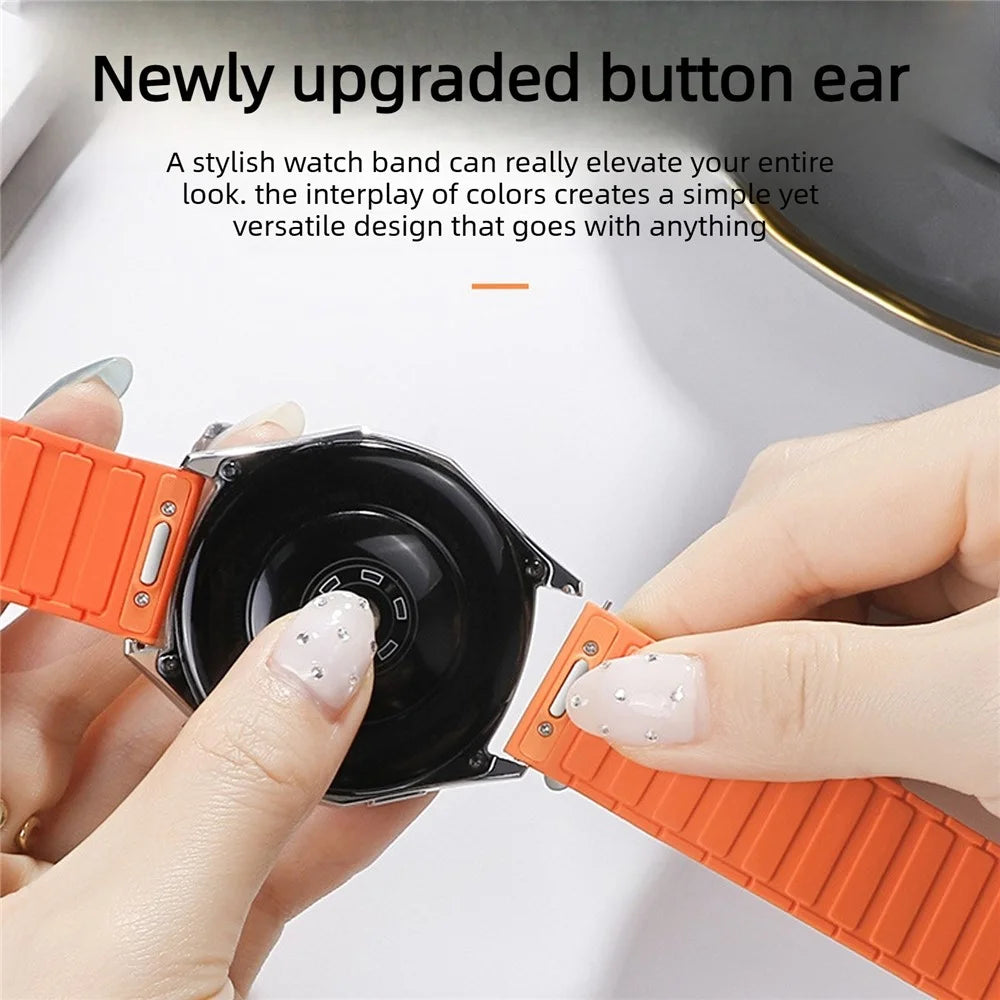 20mm Silicone Strap for Samsung Galaxy Watch7 44mm / 40mm / Watch6 Classic 43mm / 47mm Two-Tone Magnetic Quick Release Replacement Band - Antique White+Mist Blue - 2