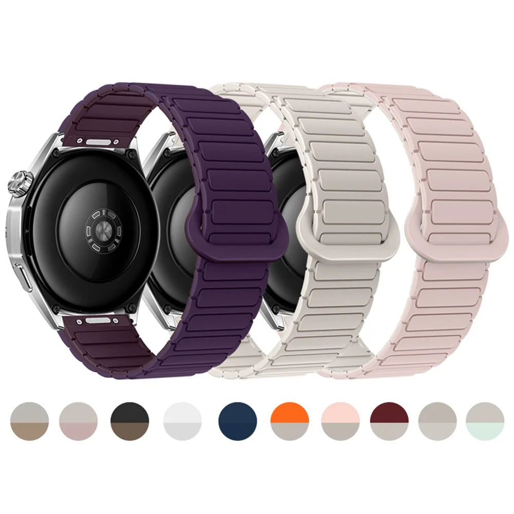 20mm Silicone Strap for Samsung Galaxy Watch7 44mm / 40mm / Watch6 Classic 43mm / 47mm Two-Tone Magnetic Quick Release Replacement Band - Antique White+Mist Blue - 7