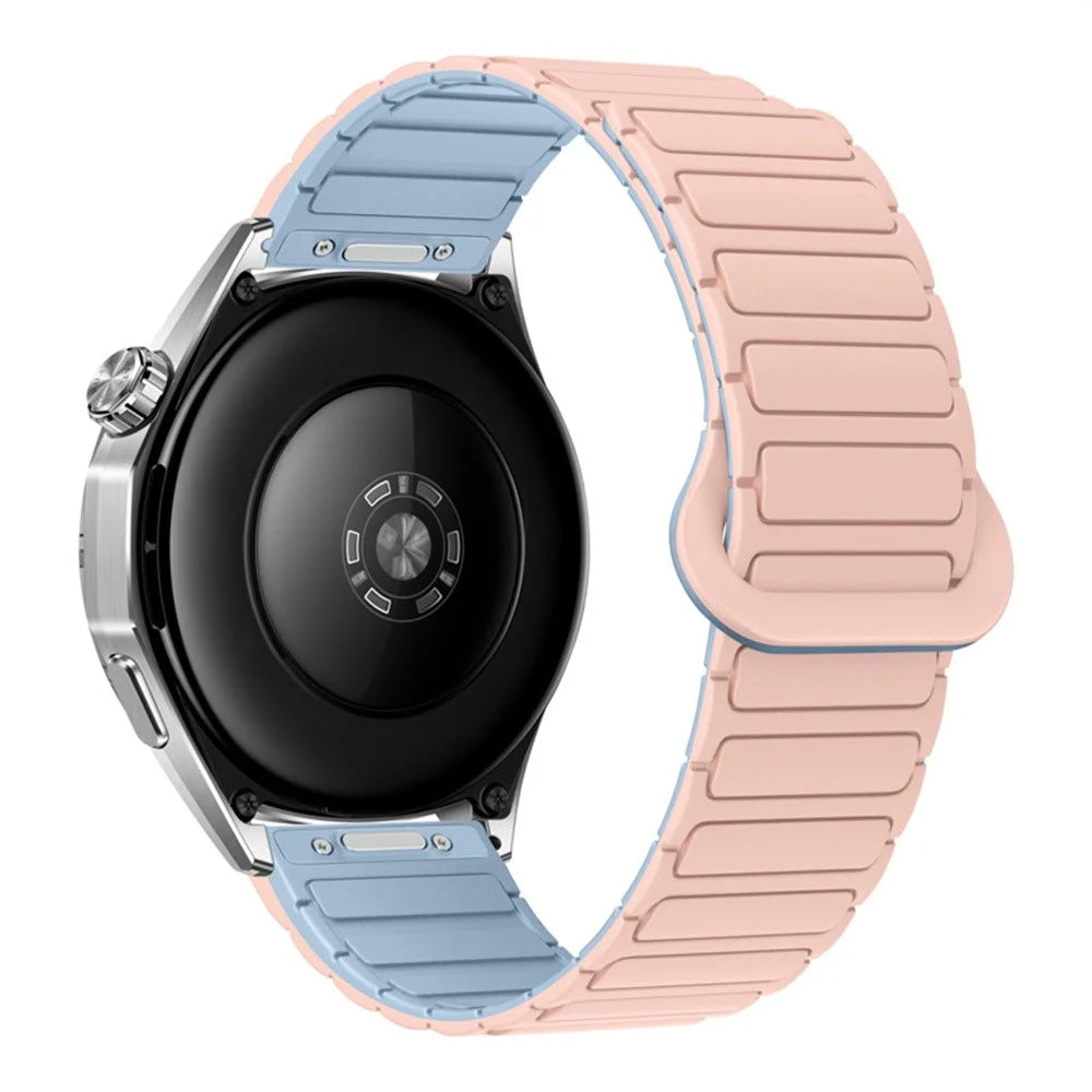 22mm Silicone Strap for Huawei Watch GT 6 46mm / GT 6 Pro 46mm / GT 5 46mm / GT 5 Pro 46mm Two-Tone Magnetic Quick Release Replacement Band - Sand Pink+Mist Blue - 1