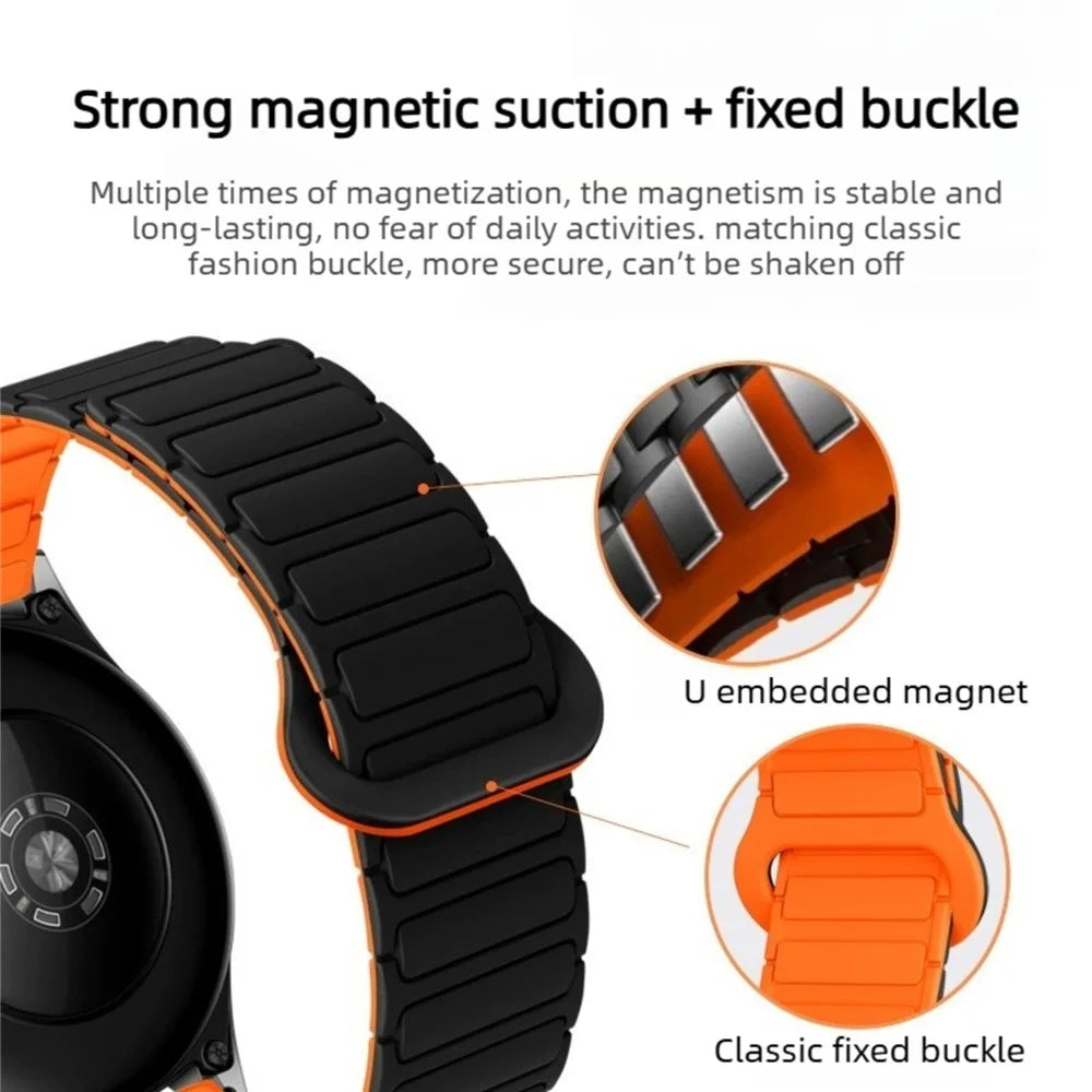 22mm Silicone Strap for Huawei Watch GT 6 46mm / GT 6 Pro 46mm / GT 5 46mm / GT 5 Pro 46mm Two-Tone Magnetic Quick Release Replacement Band - Sand Pink+Mist Blue - 3