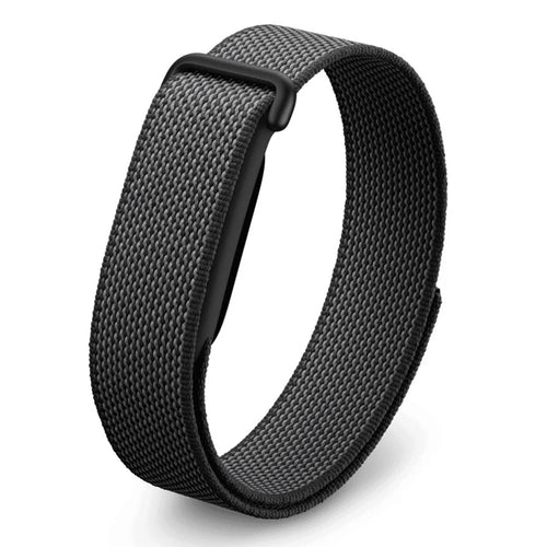 For Google Fitbit Air Magic Tape Nylon Loop Strap with Metal Buckle Quick Release Adjustable Replacement Wristband - Black - 1