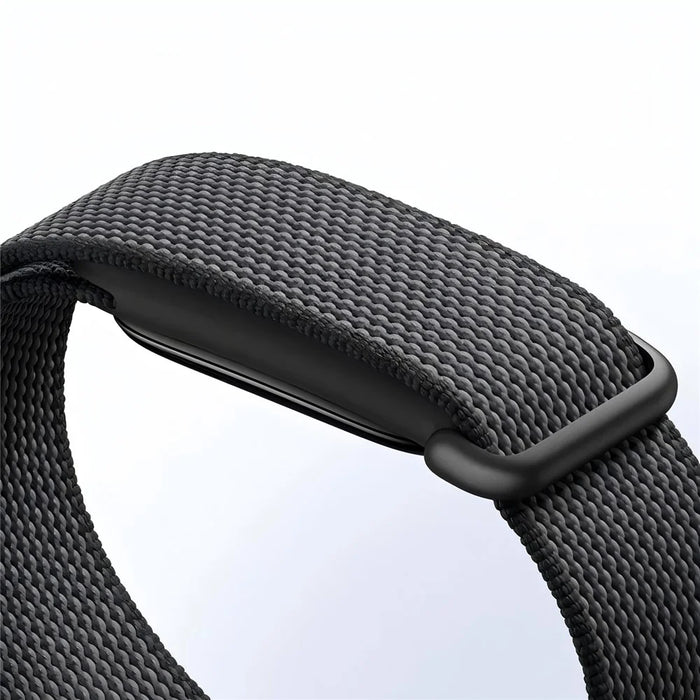 For Google Fitbit Air Magic Tape Nylon Loop Strap with Metal Buckle Quick Release Adjustable Replacement Wristband - Black - 2