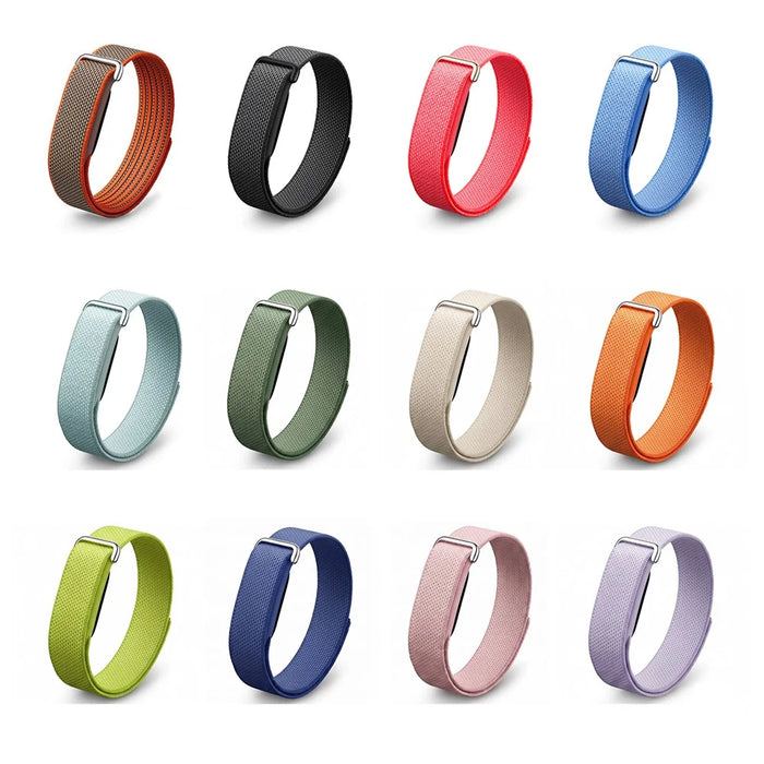 For Google Fitbit Air Magic Tape Nylon Loop Strap with Metal Buckle Quick Release Adjustable Replacement Wristband - Black - 5