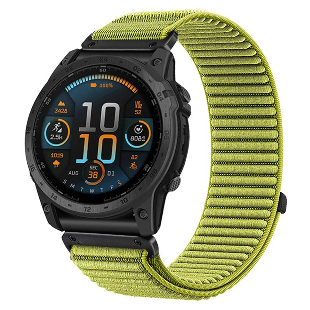 QuickFit 20mm Magic Tape Band for Garmin Fenix 8 43mm / Fenix 7S / Instinct 2S Nylon Woven Loop Watch Strap - Wilderness Green - 2
