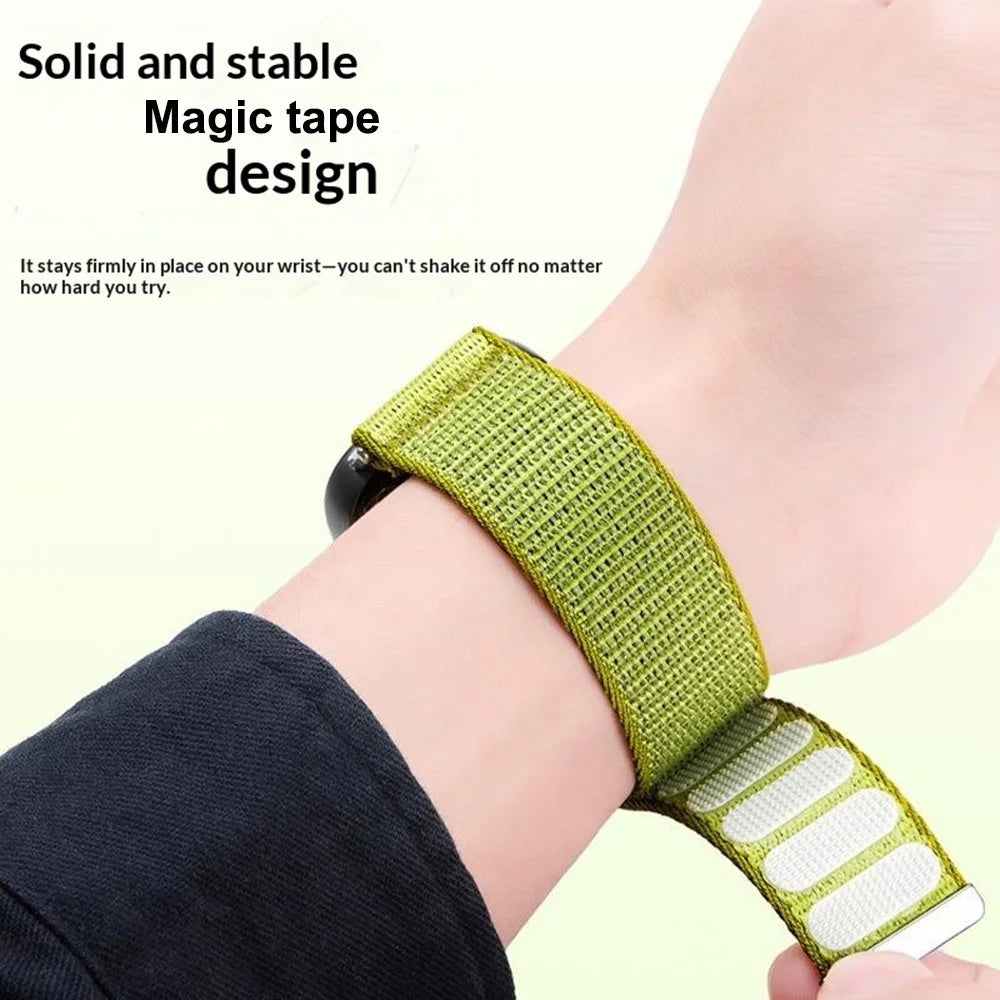 QuickFit 20mm Magic Tape Band for Garmin Fenix 8 43mm / Fenix 7S / Instinct 2S Nylon Woven Loop Watch Strap - Wilderness Green - 4