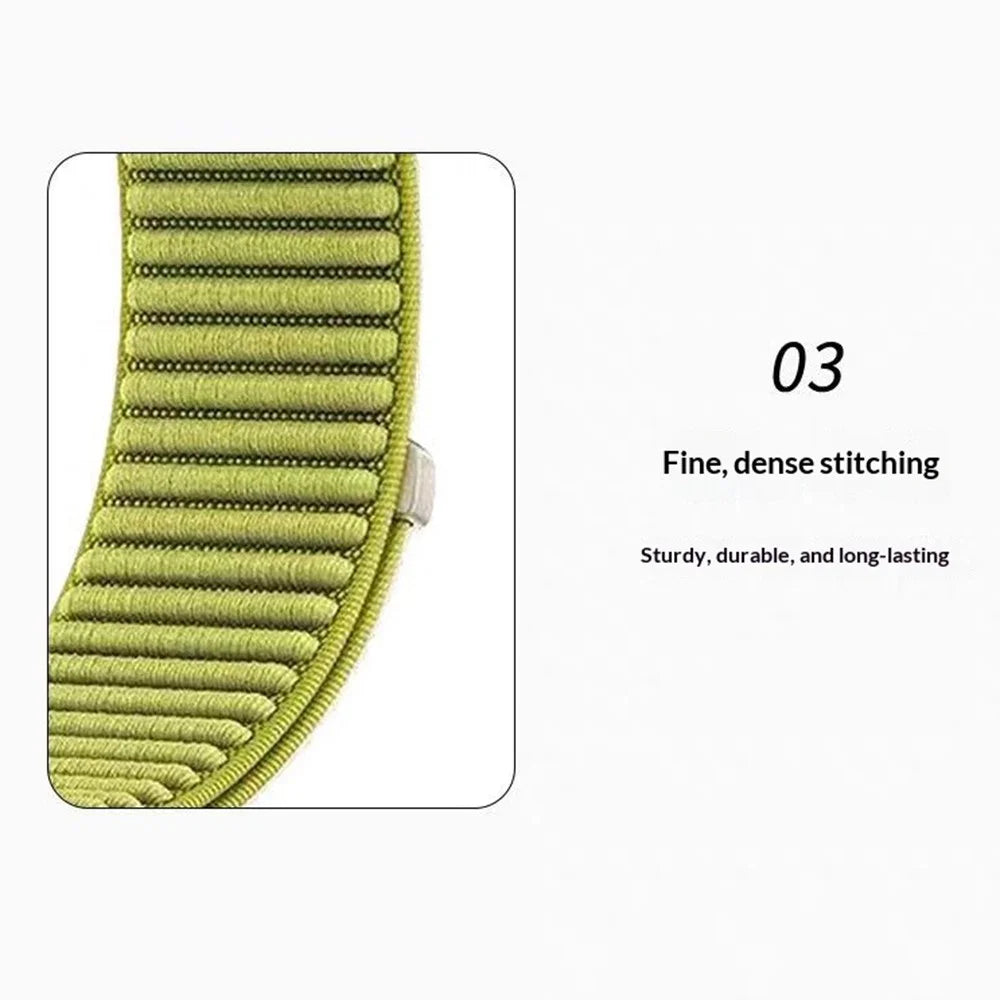 QuickFit 20mm Magic Tape Band for Garmin Fenix 8 43mm / Fenix 7S / Instinct 2S Nylon Woven Loop Watch Strap - Wilderness Green - 7