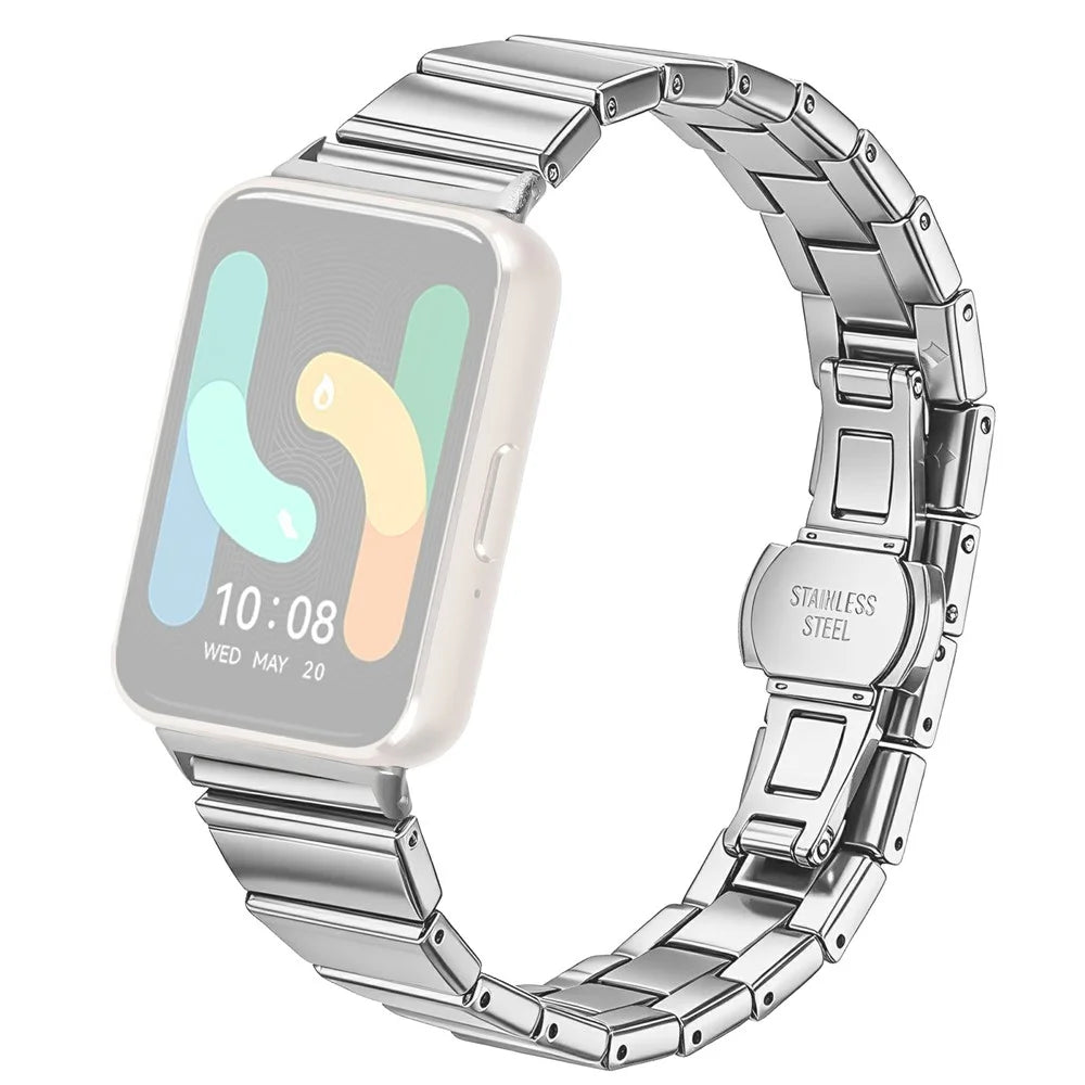 For Samsung Fit3 SM-R390 Band Stainless Steel One-Beaded Butterfly Clasp Metal Watch Strap - Silver - 1