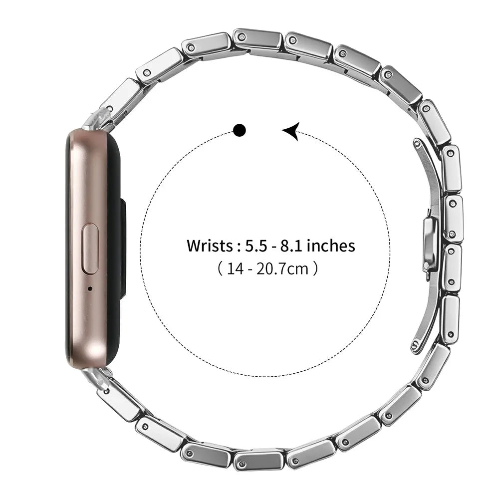 For Samsung Fit3 SM-R390 Band Stainless Steel One-Beaded Butterfly Clasp Metal Watch Strap - Silver - 7