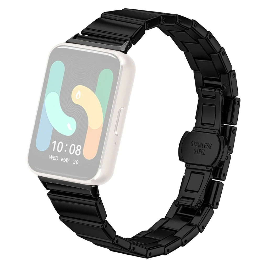 For Samsung Fit3 SM-R390 Watch Strap One-Beaded Stainless Steel Butterfly Buckle Band - Black - 1