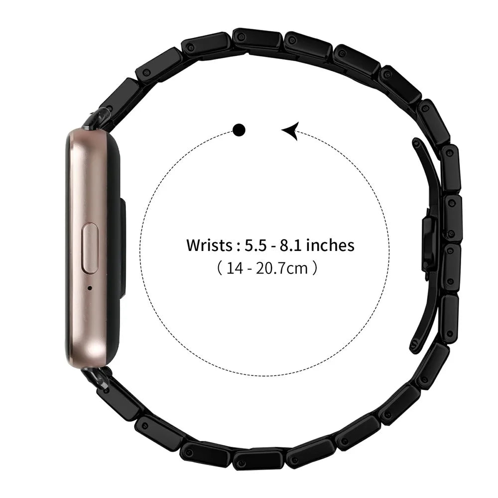 For Samsung Fit3 SM-R390 Watch Strap One-Beaded Stainless Steel Butterfly Buckle Band - Black - 7
