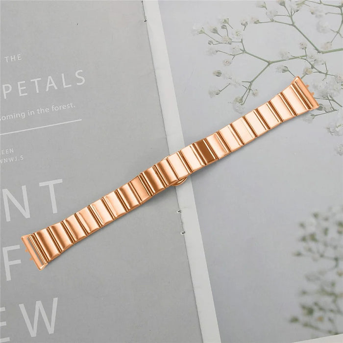 For Samsung Galaxy Fit3 SM-R390 Stainless Steel Watch Band Butterfly Clasp Strap - Rose Gold - 6