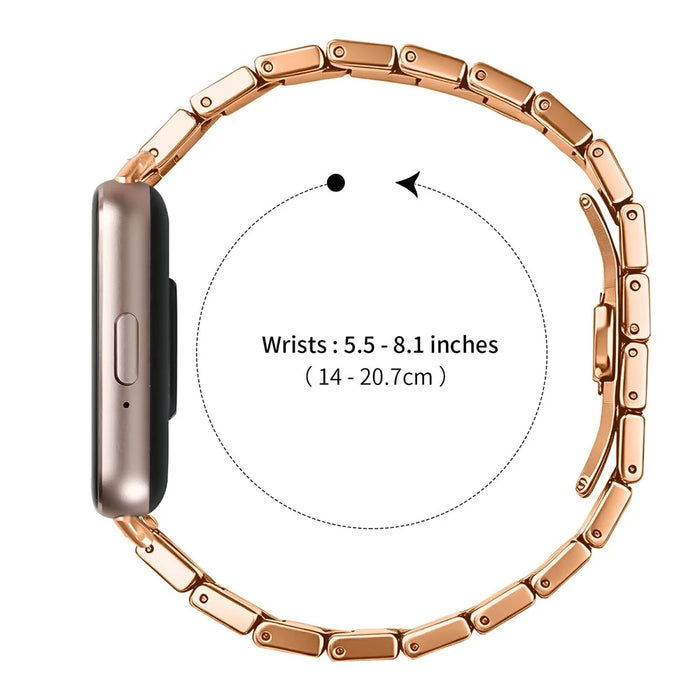 For Samsung Galaxy Fit3 SM-R390 Stainless Steel Watch Band Butterfly Clasp Strap - Rose Gold - 7