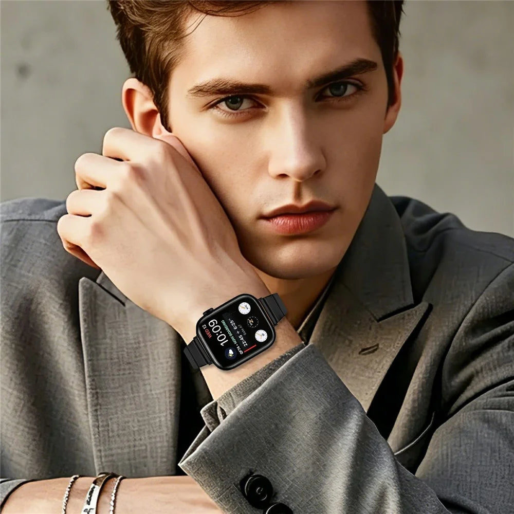 Watch Strap For Apple Watch Series 11 10 42mm / 9 8 7 41mm / SE3 SE2 SE 6 5 4 40mm / 3 2 1 38mm , 18mm One-Beaded Stainless Steel Butterfly Buckle Band - Black - 5