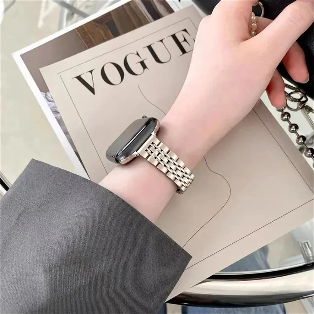 For Apple Watch Ultra 3 2 1 49mm Band 7-Bead Stainless Steel Strap with Full Coverage TPU Watch Case and Removal Tool - Black - 2