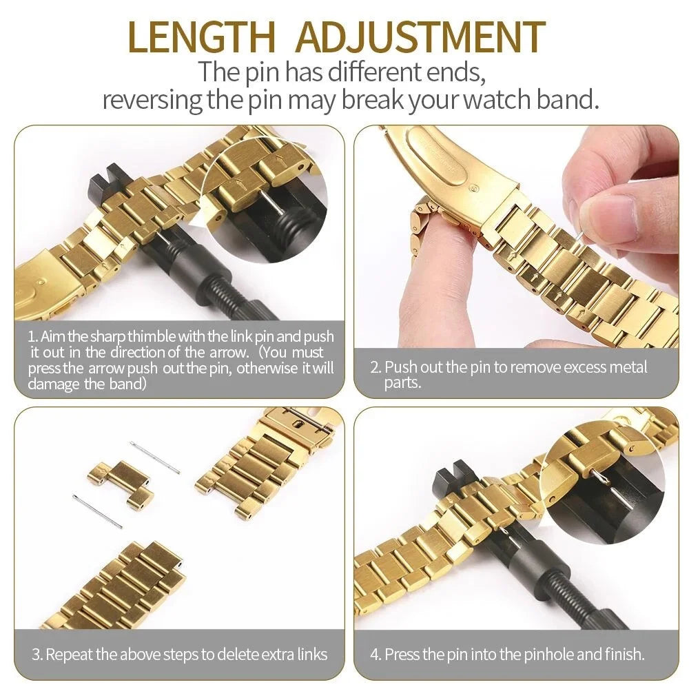 For Apple Watch Ultra 3 2 1 49mm Band 7-Bead Stainless Steel Strap with Full Coverage TPU Watch Case and Removal Tool - Black - 5