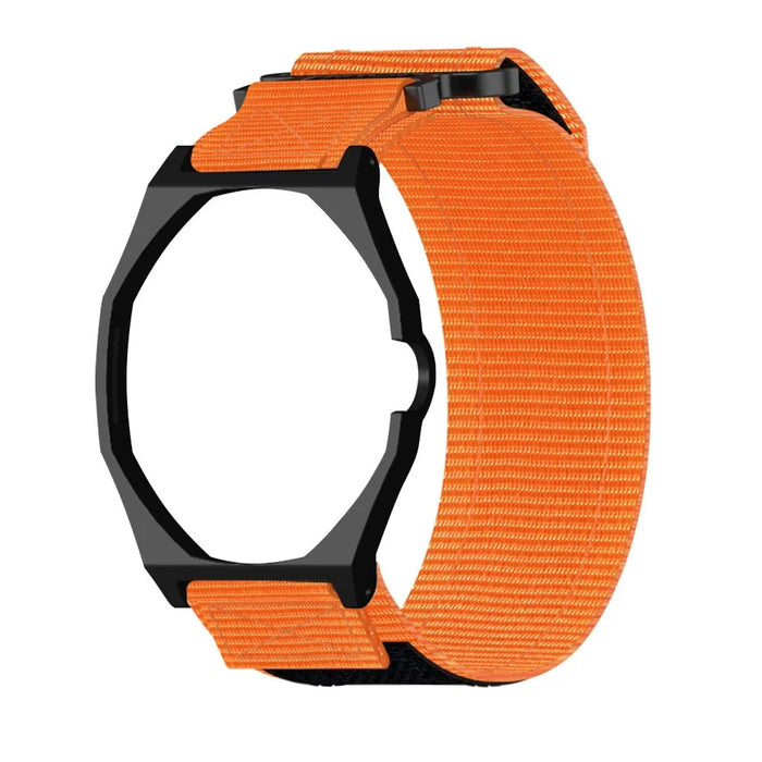 For Swatch Royal Pop Watch Strap with Case Frame Magic Tape Nylon Loop Sport Band - Orange - 1