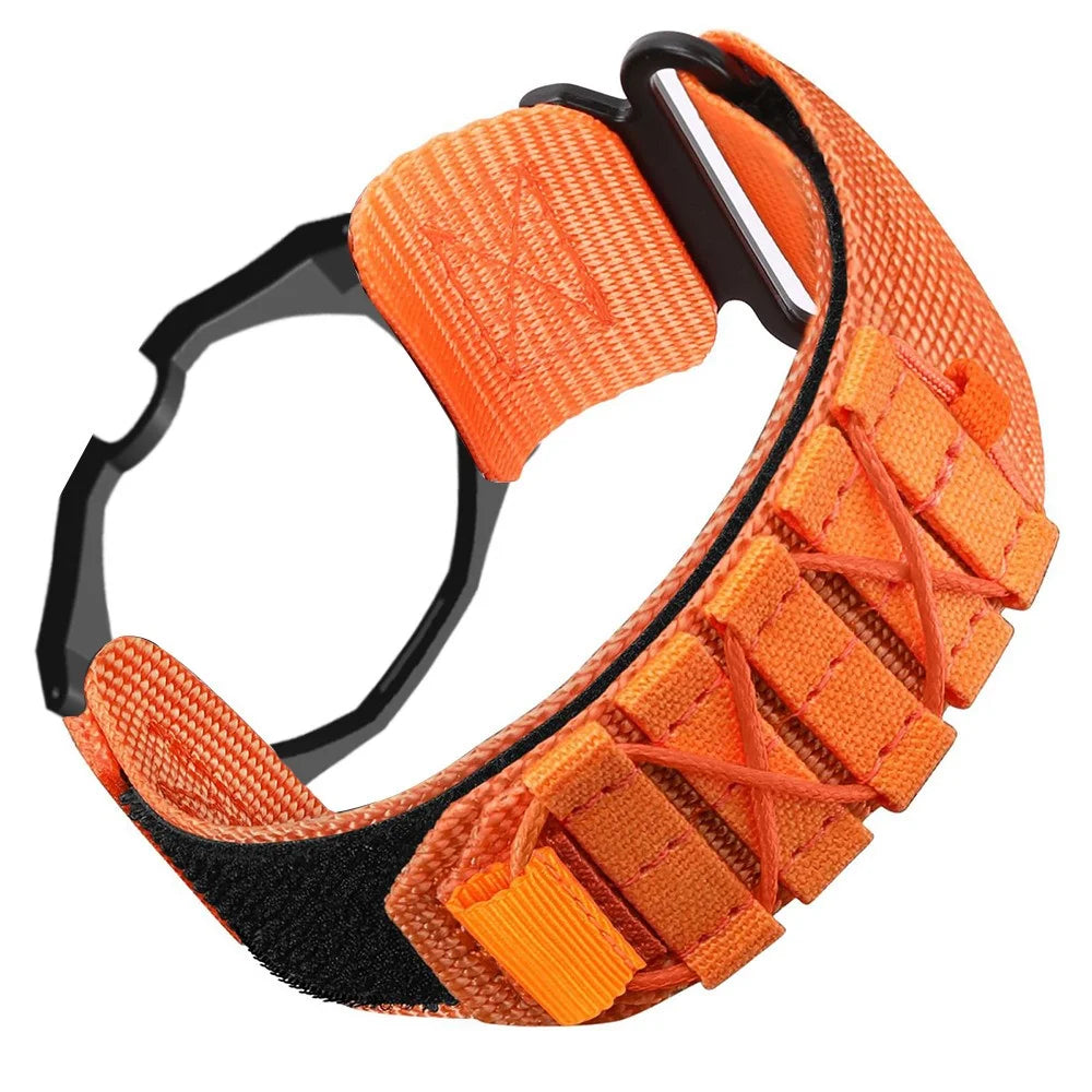 For Swatch Royal Pop Nylon Watch Strap with Case Adjustable Webbing Magic Tape Quick Release Band - Orange - 2