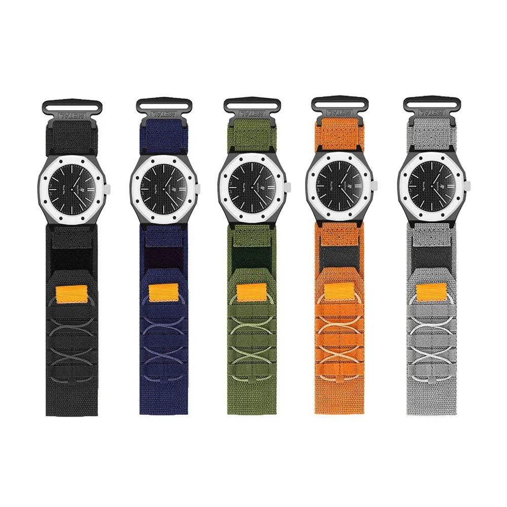 For Swatch Royal Pop Nylon Watch Strap with Case Adjustable Webbing Magic Tape Quick Release Band - Orange - 4