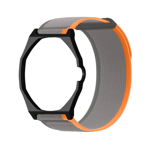 For Swatch Royal Pop Watch Strap with Case Two-Section Loop Sport Nylon Band - Orange+Grey - 1