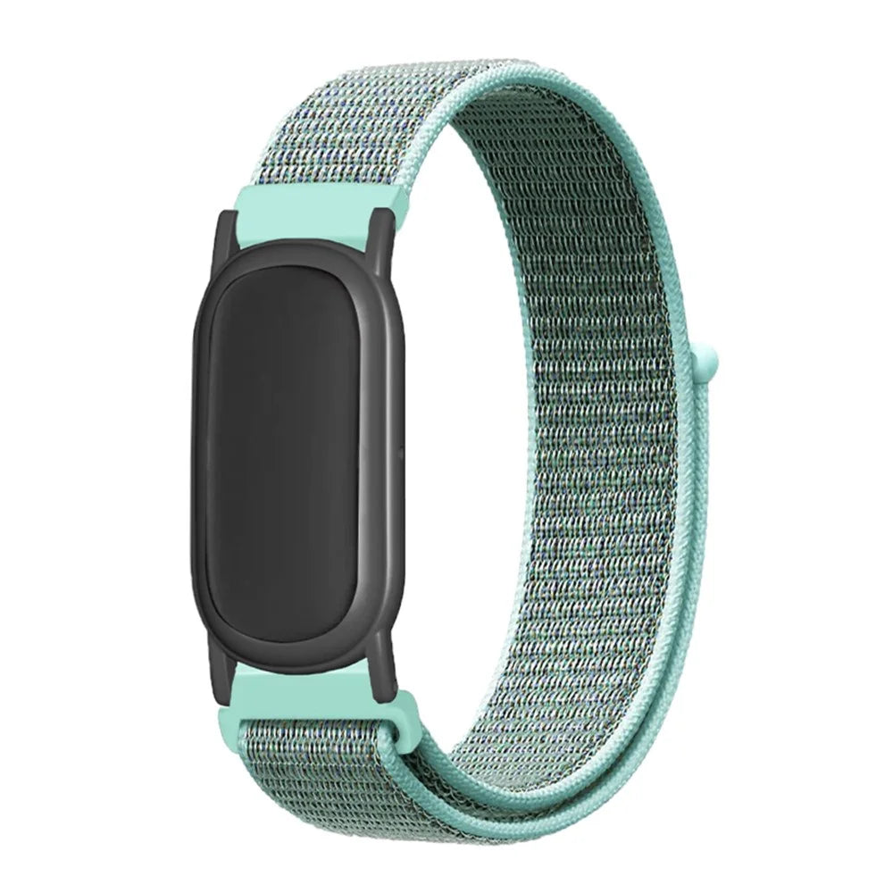 For Google Fitbit Air Nylon Loop Watch Band with Case Breathable Adjustable Replacement Strap - Green - 2